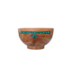 Decorative Wooden Bowl with Turquoise Inlay Artistic Handcrafted
