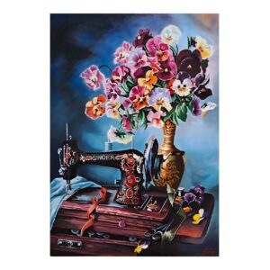 Original Flower Art Painting – Oil on Canvas by Ahmad Motaghedi