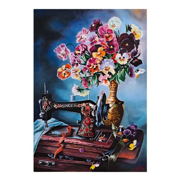 Original Flower Art Painting - Oil on Canvas by Ahmad Motaghedi