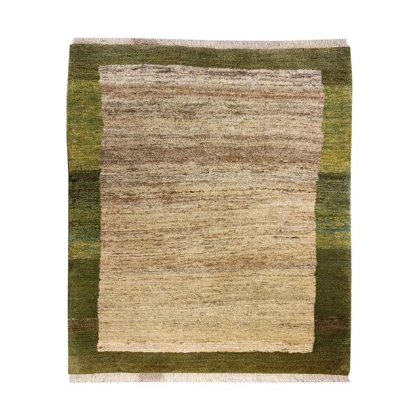 Genuine Persian Gabbeh Wool Rug Handwoven Bordered Cream