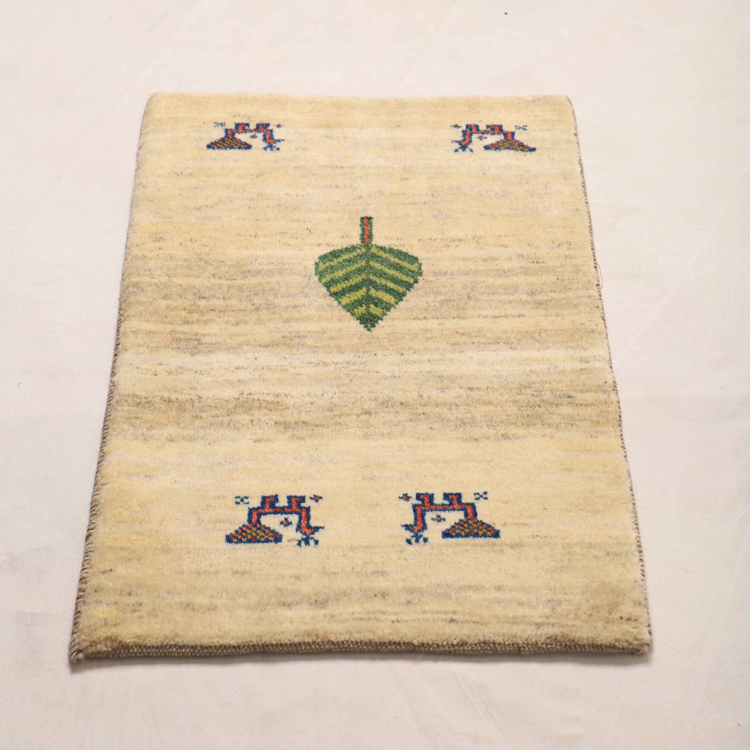 Persian Gabbeh Wool Rug Handwoven in Fars Cream