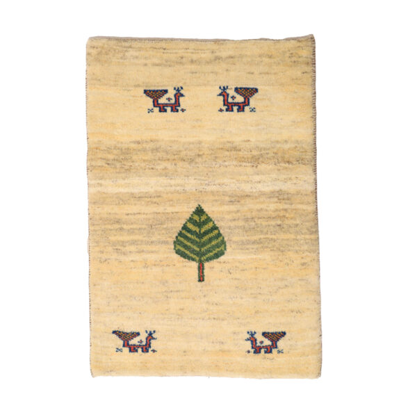 Persian Gabbeh Wool Rug Handwoven in Fars Cream