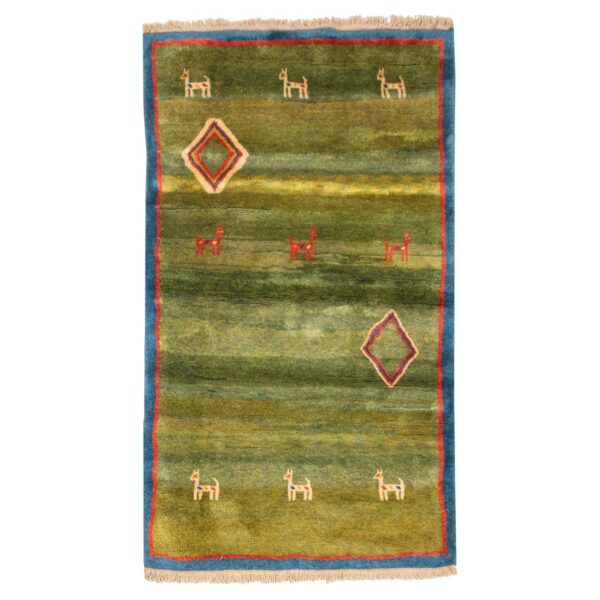 Persian Gabbeh Wool Rug Handwoven in Fars Animal Motifs