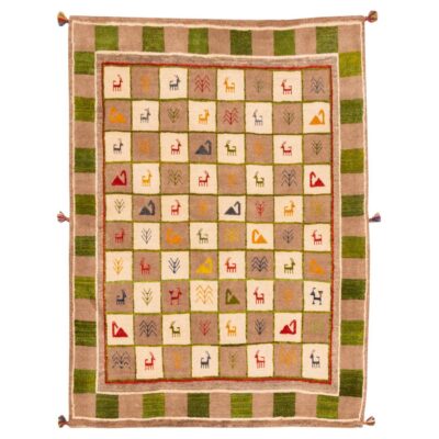 Persian Gabbeh Wool Rug Handwoven in Fars with Animal Motifs