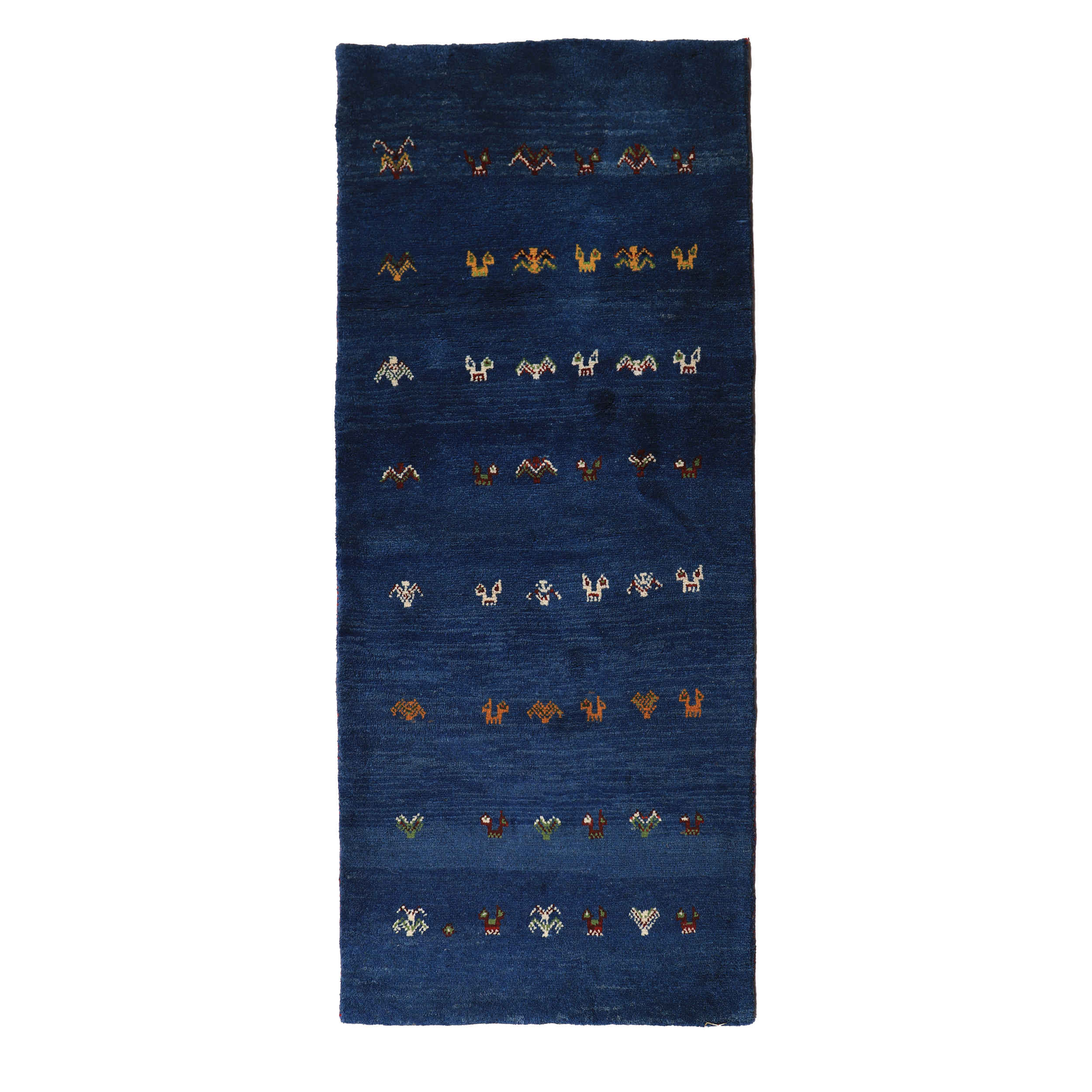 Persian Gabbeh Wool Rug Handwoven in Fars with Animal Motifs