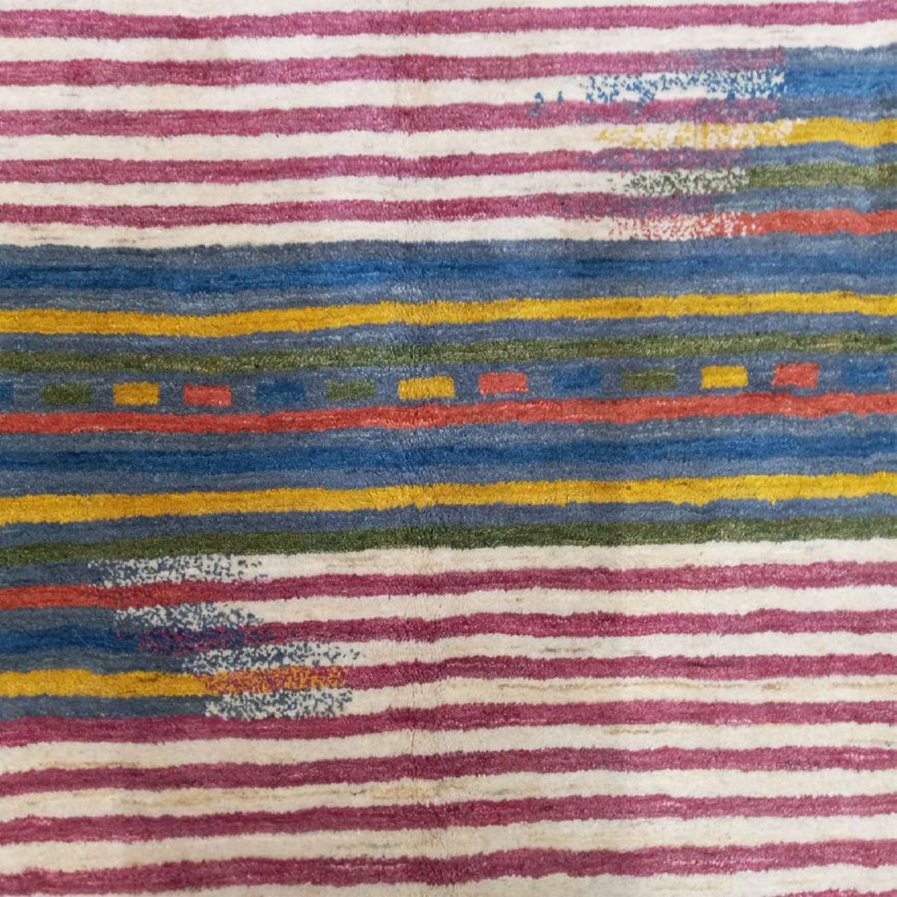 Genuine Persian Gabbeh Wool Rug Handwoven Striped Red