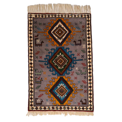 Genuine Persian Tribal Carpet with Wool Hand-Knotted in Khorasan