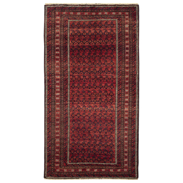 Genuine Persian Wool Carpet Hand-Knotted in Baluchistan Bordered