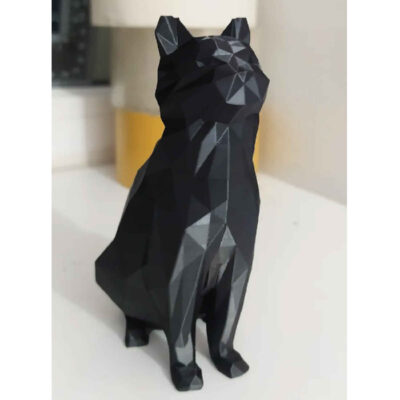 Geometric Sitting Black Cat Cubism Figurine – Modern Sculpture