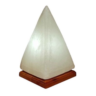 Persian Glow Salt Lamp – Handmade with Wooden Base & Pyramid Design