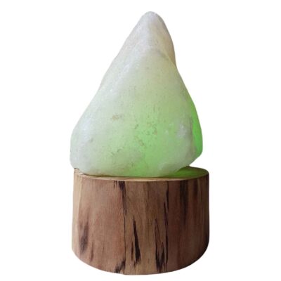 Persian Glow Salt Lamp – Handmade with Wooden Base & Artistic Design