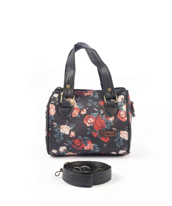 Classic Double Handle Satchel Bag with Floral Design