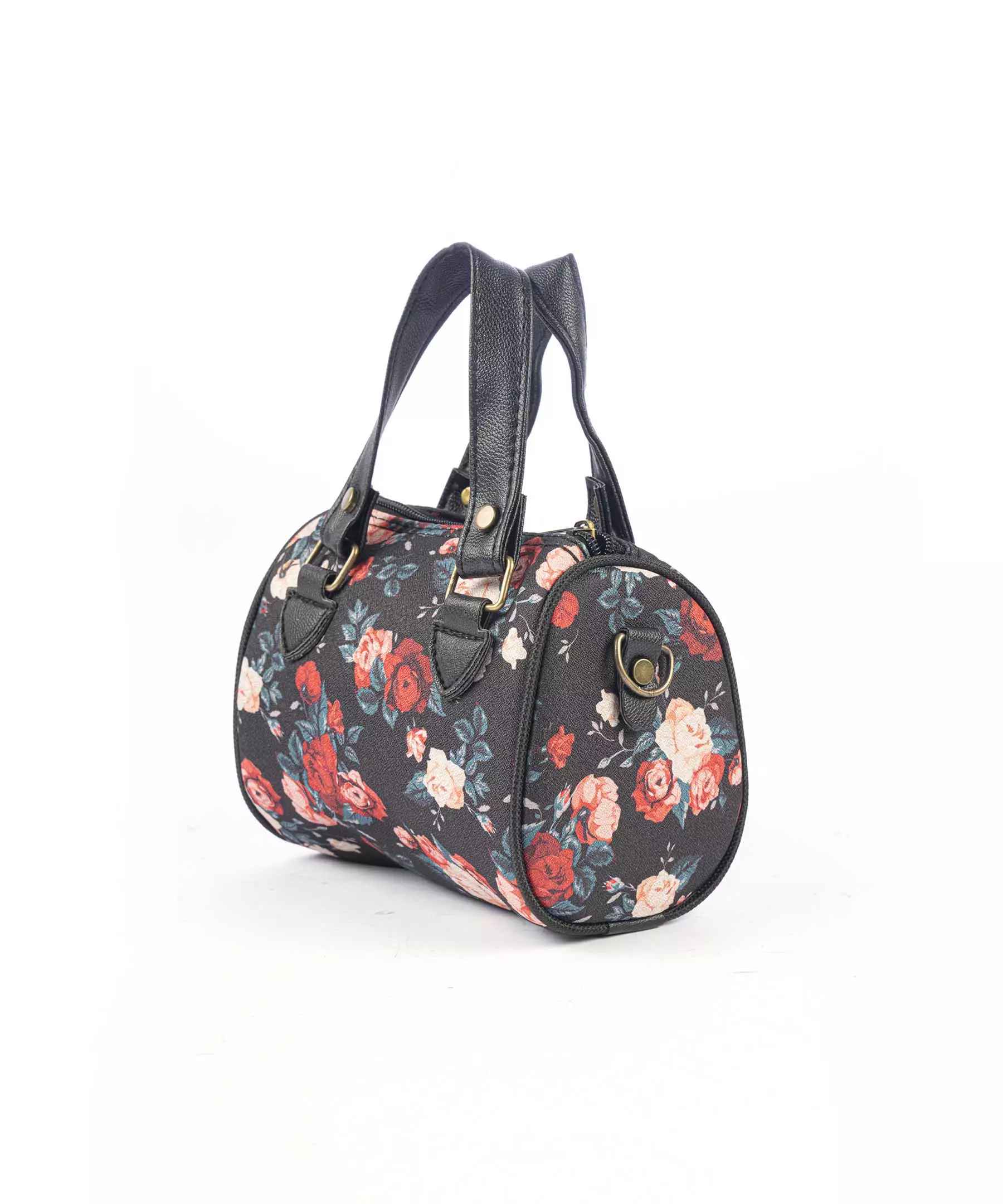 Classic Double Handle Satchel Bag with Floral Design