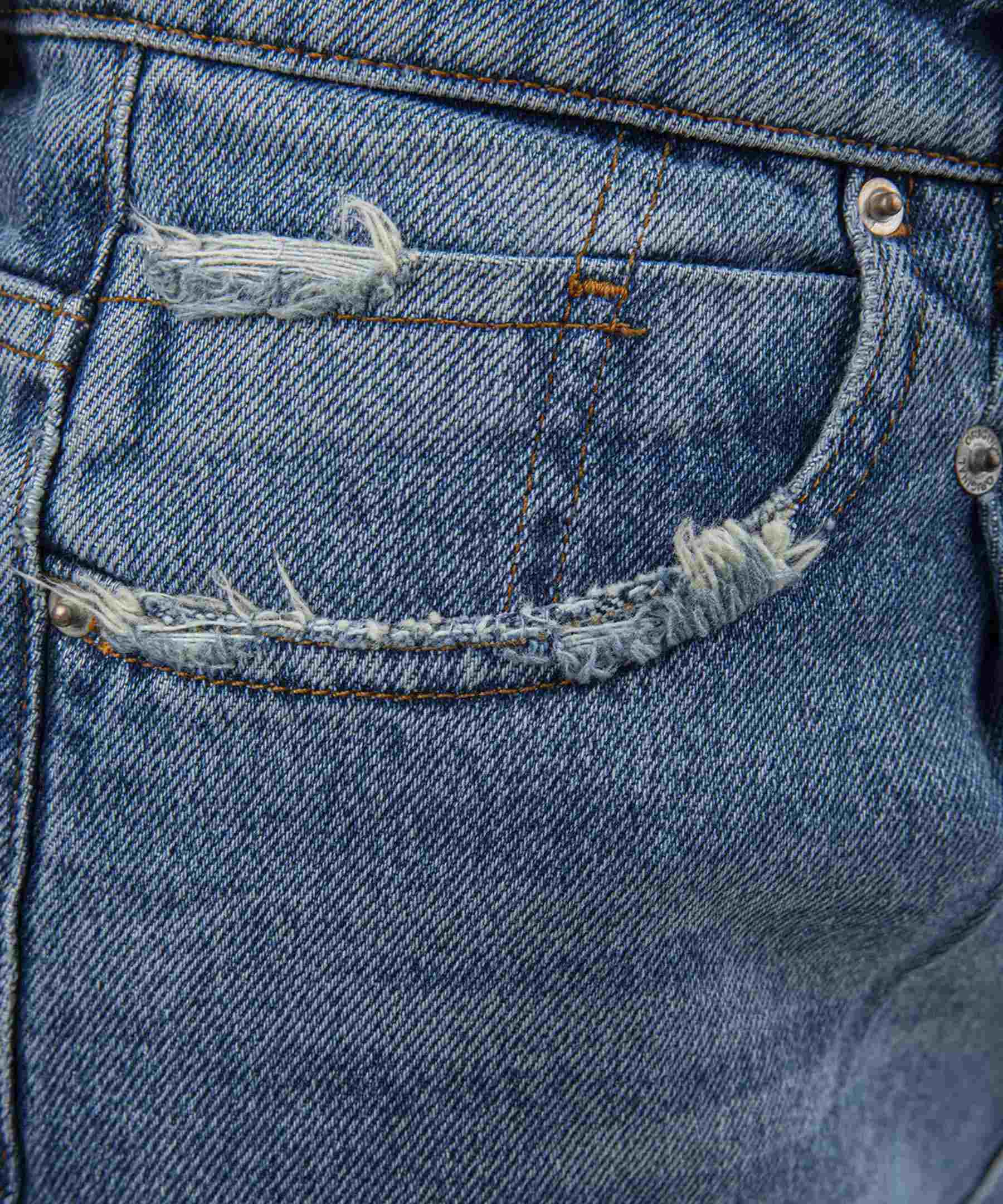 High waist straight Blue jeans for Women with Pocket