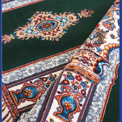 Islamic Mosque Carpet with Mihrab Design – Cotton Green, 5 Meters