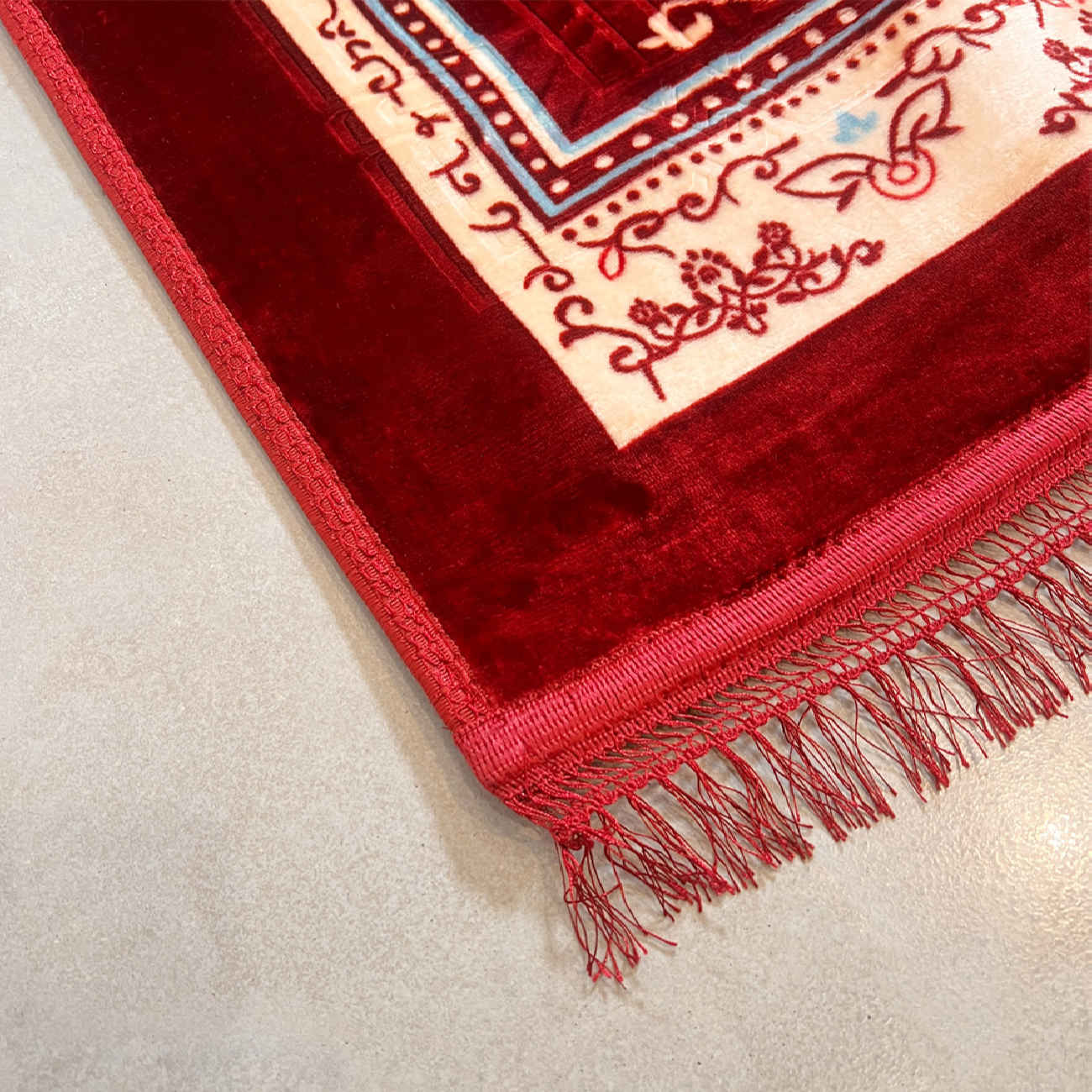 Islamic Padded Prayer Rug Janamaz Sajadah Mihrab Maroon