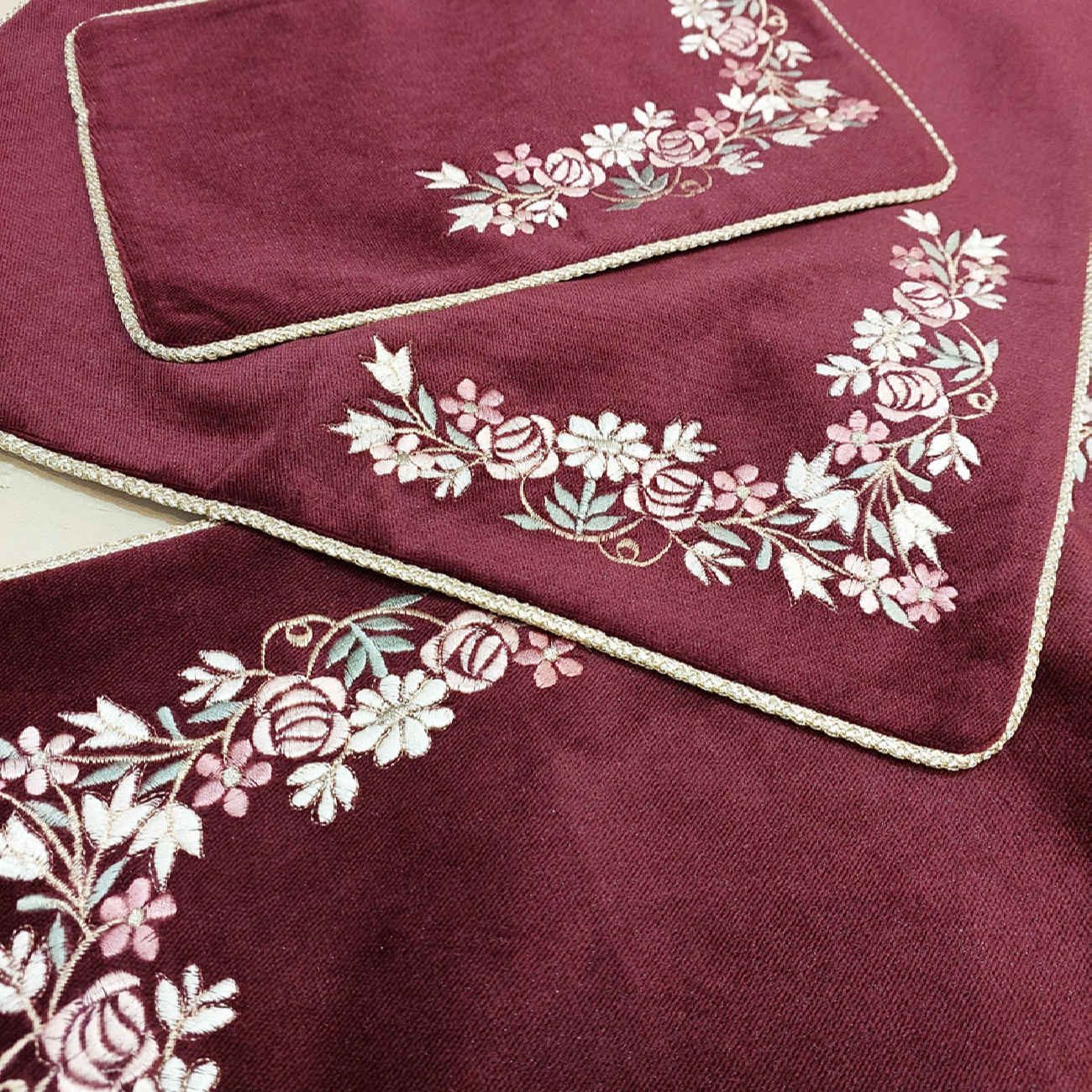 Islamic Thin Prayer Mat Velvet Janamaz Floral Design