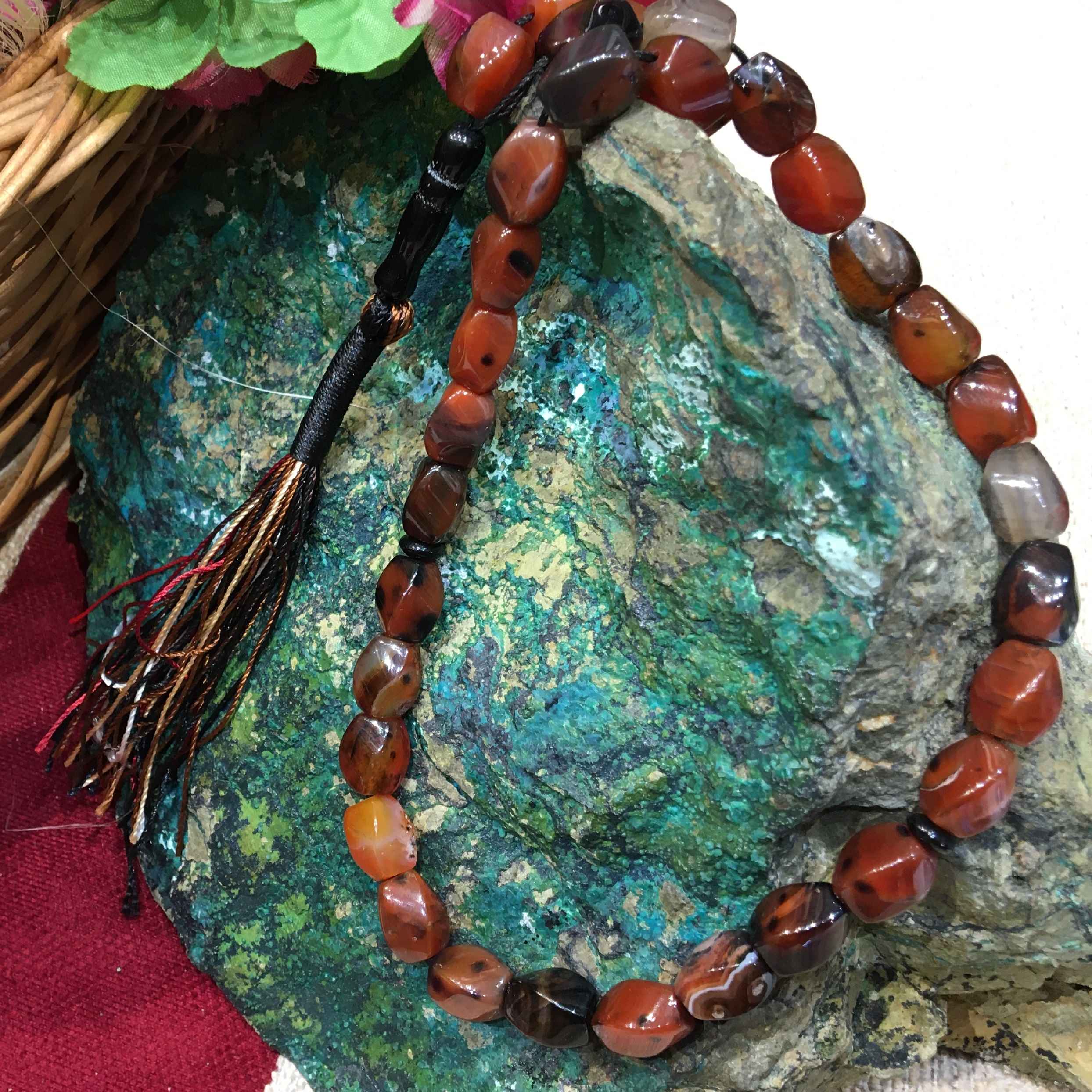Islamic Agate Rosary Crafted with 33 Prayer Beads Tasbih