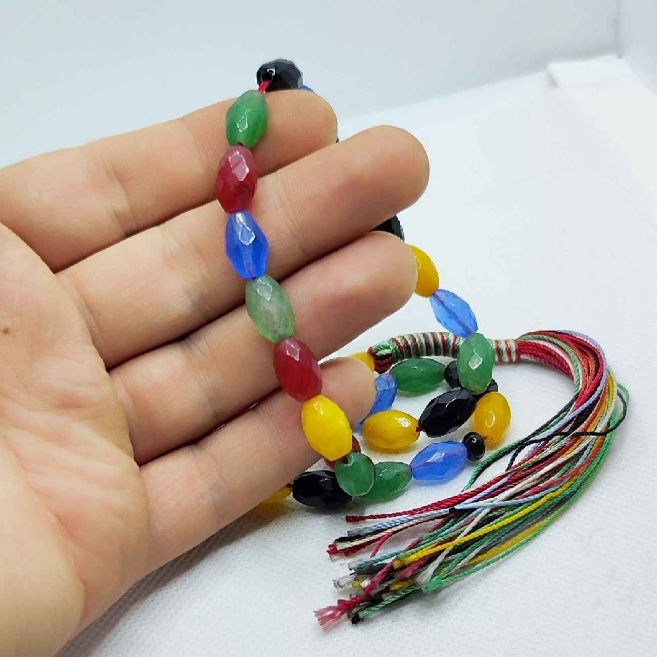 Islamic Agate Rosary Crafted with 33 Prayer Beads Tasbih Colorful