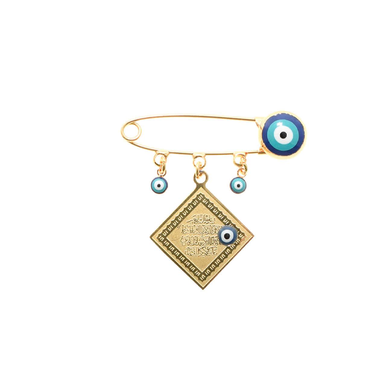 Islamic Safety Pin Brooch for Kids in Wan Yakad Verse & Evil Eye Design