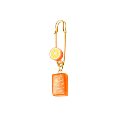 Islamic Safety Pin Brooch for Newborn in Fantasy Orange Design