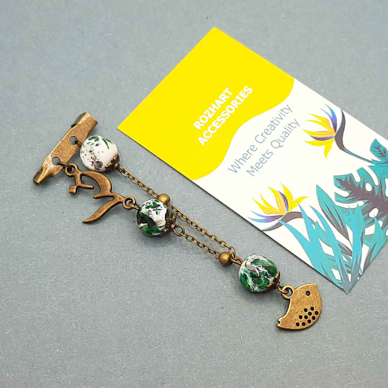 Islamic Safety Pin Brooch with God Design