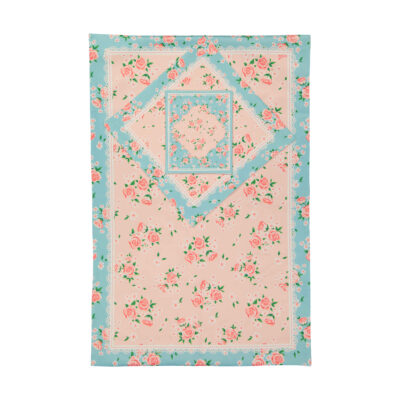Islamic Thin Prayer Mat Janamaz with Velvet Floral Pink