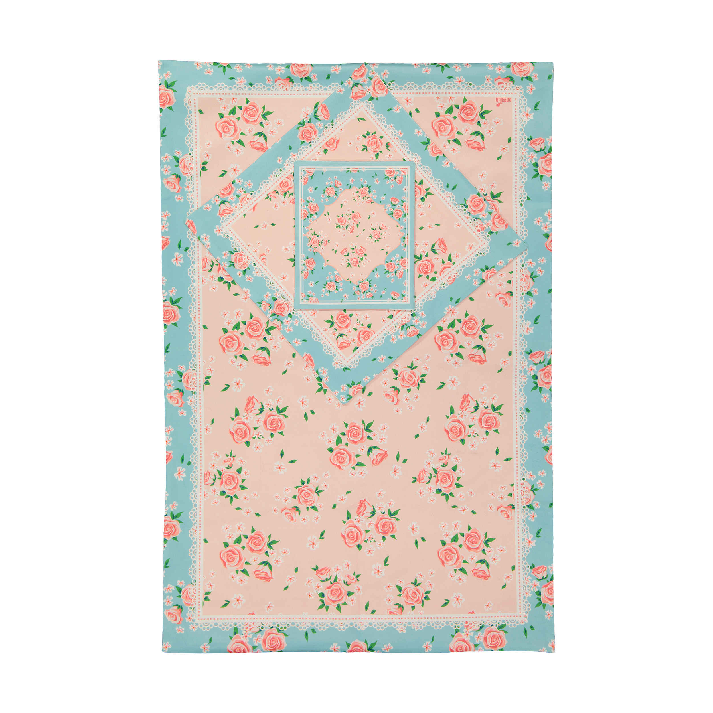 Islamic Thin Prayer Mat Janamaz with Velvet Floral Pink
