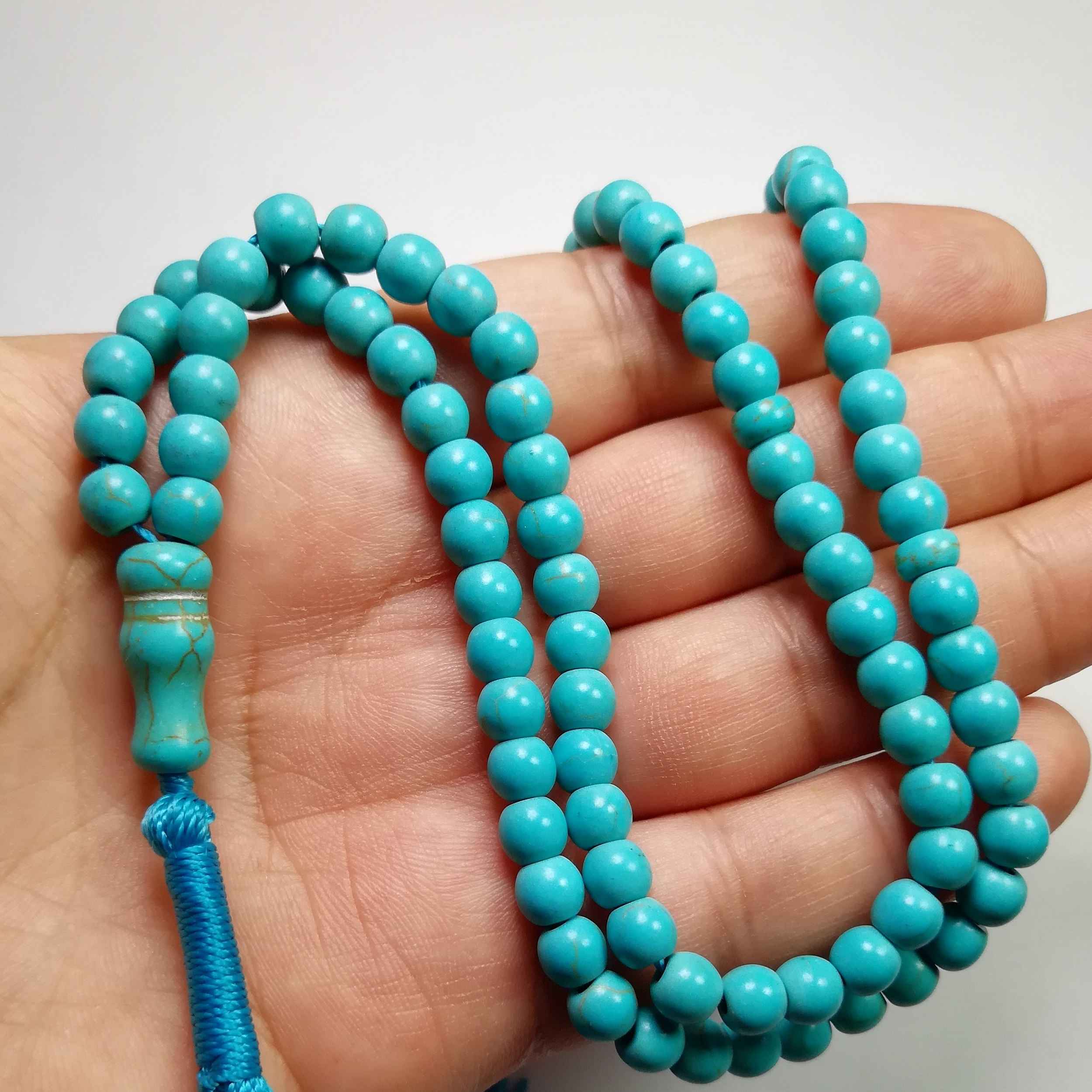 Islamic Rosary Crafted with Industrial Turquoise 101 Prayer Beads Misbaha