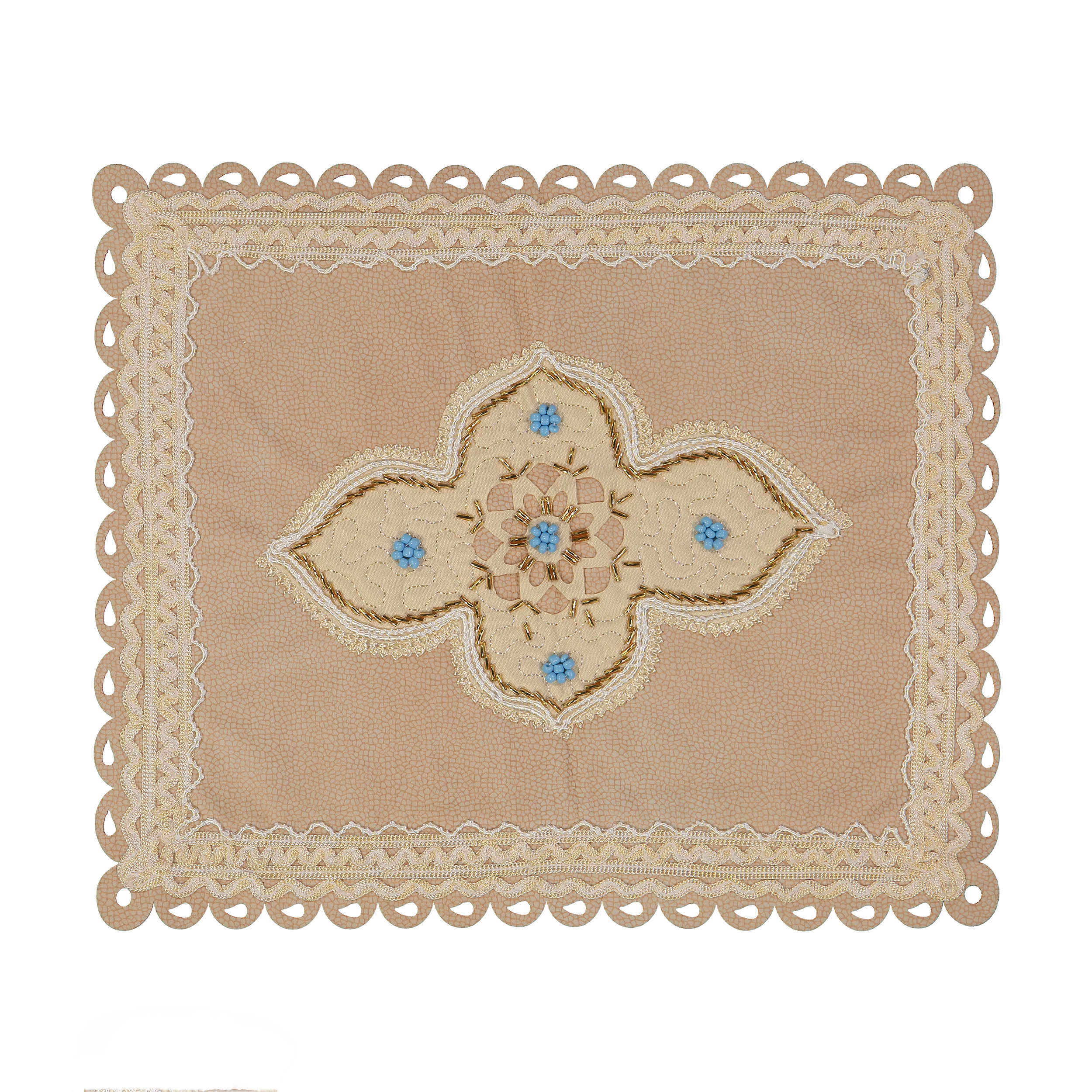Islamic Velvet Thin Prayer Mat Sajadah Janamaz Traditional Eslimi Design Cream