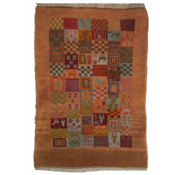 Genuine Persian Gabbeh Wool Rug Handwoven Kashkuli Checkered