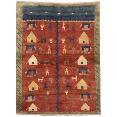 Persian Gabbeh Wool Rug Handwoven in Fars Kashkuli Red
