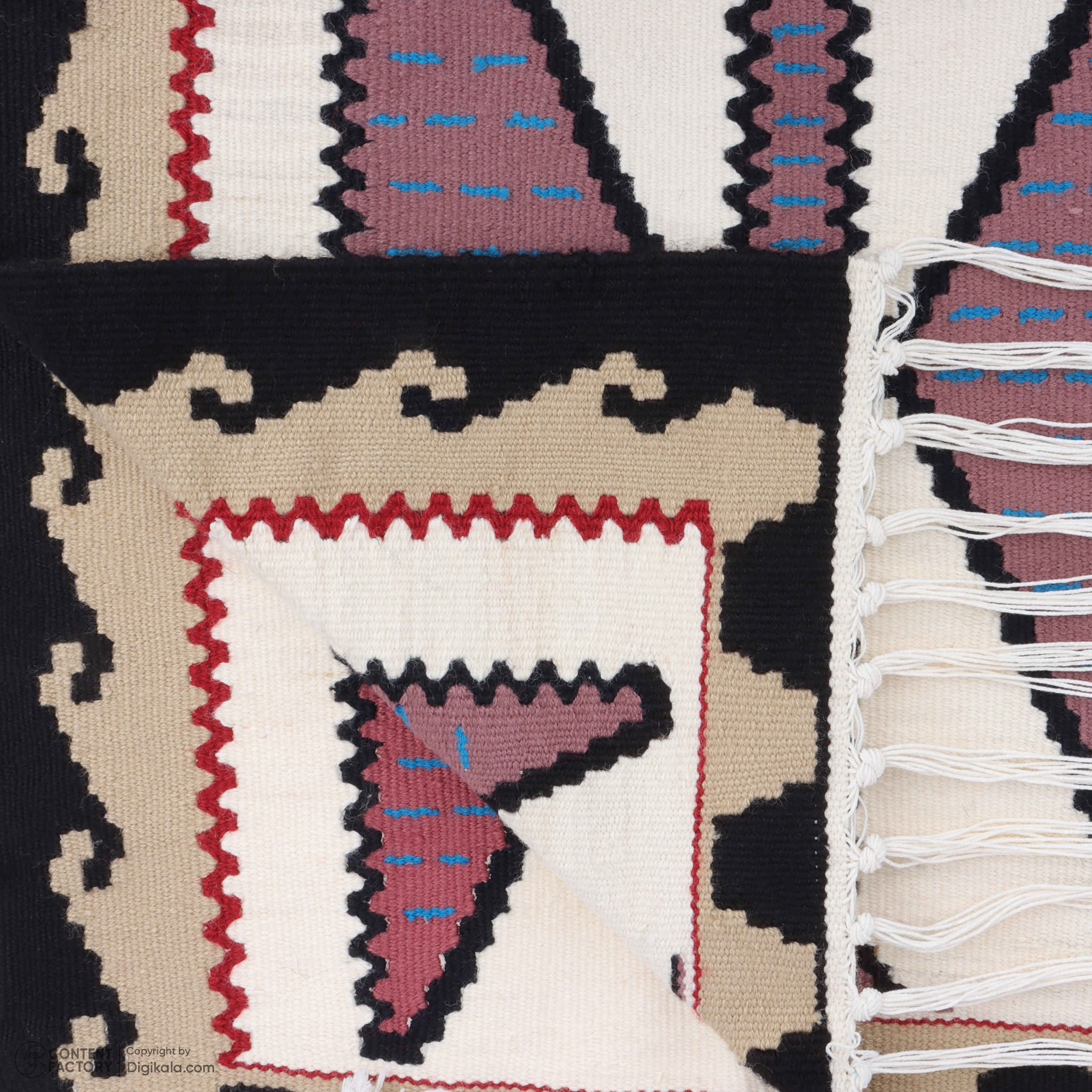 Persian Cotton Kilim Rug Handwoven in Tehran with Geometric