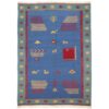 Persian Wool Kilim Rug Handwoven with Bordered Animal Motifs