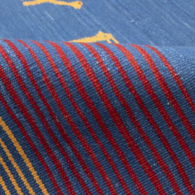 Persian Wool Kilim Rug Handwoven with Bordered Animal Motifs