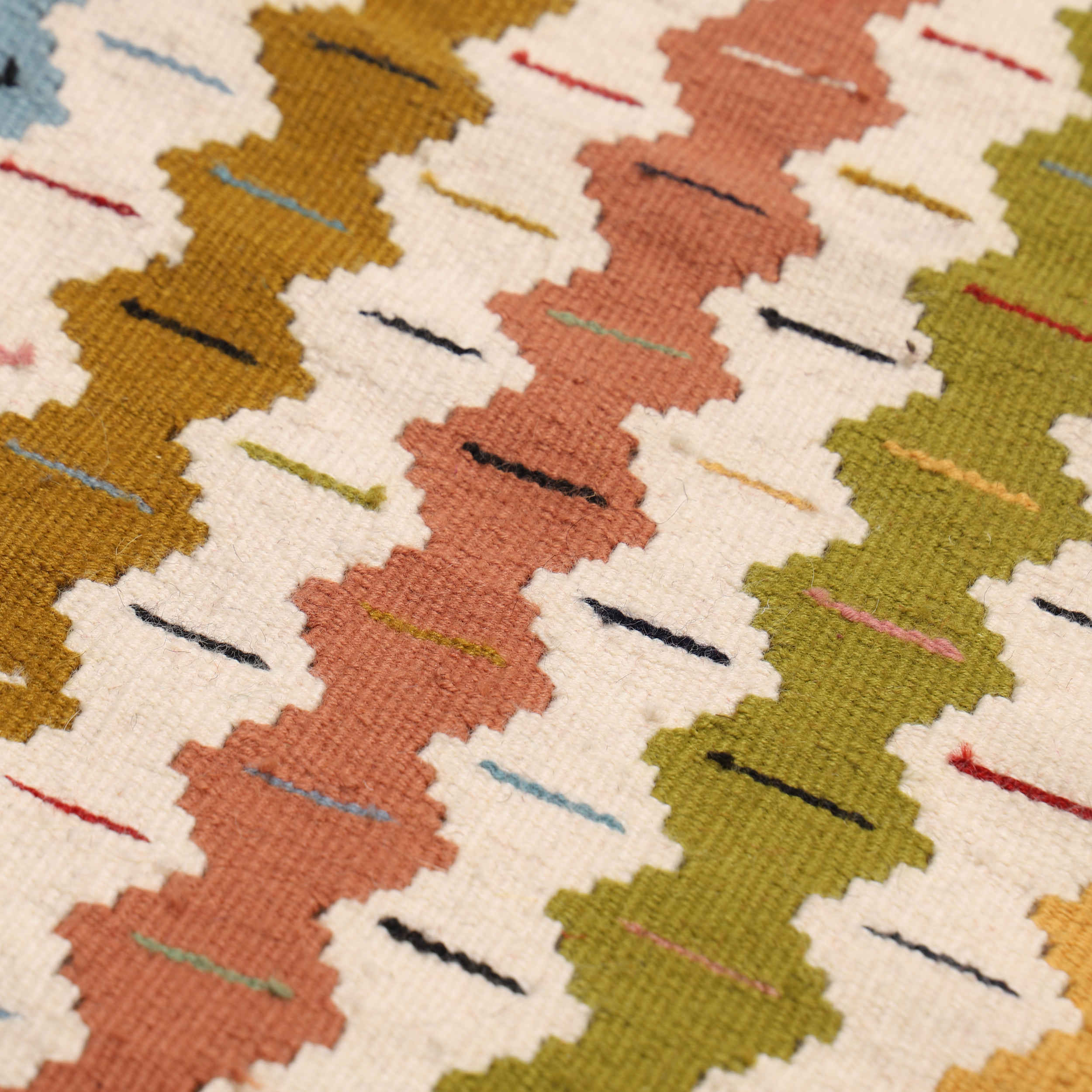 Persian Wool Kilim Rug Handwoven in Fars Geometric Design