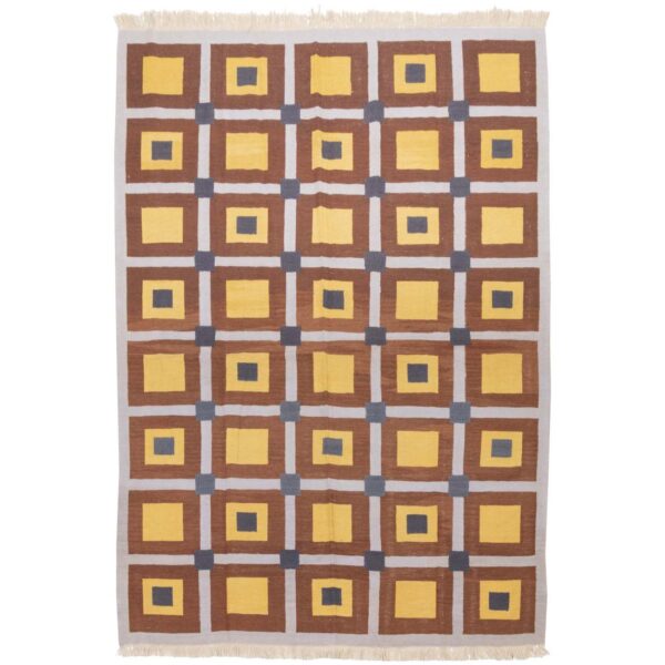 Persian Wool Kilim Rug Handwoven in Fars Geometric Design