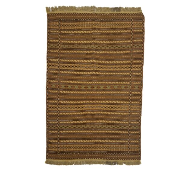 Persian Wool Kilim Rug Handwoven with Striped Brown