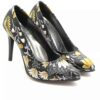 Leather High Heels Shoes for Women Model Winter Flower