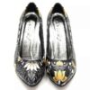 Leather High Heels Shoes for Women Model Winter Flower