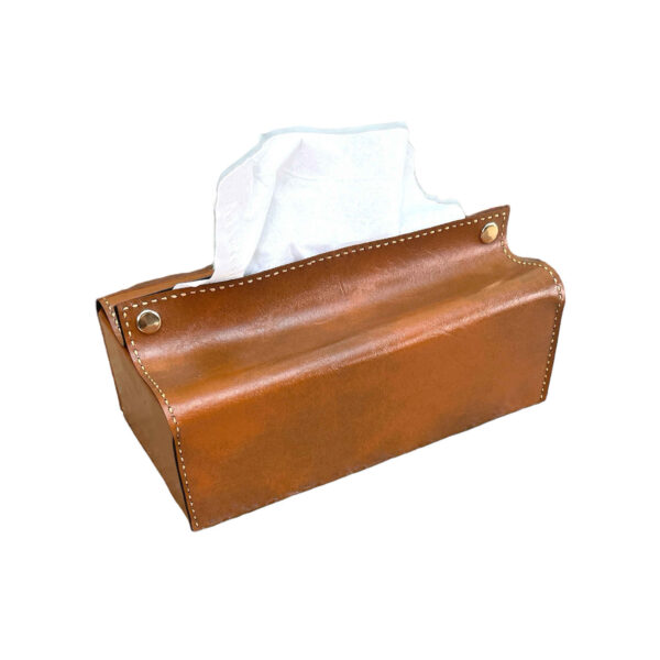 Leather Tissue Box Cover – Light Brown