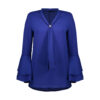 Long Sleeve Blue Blouse for Women Daily Wear