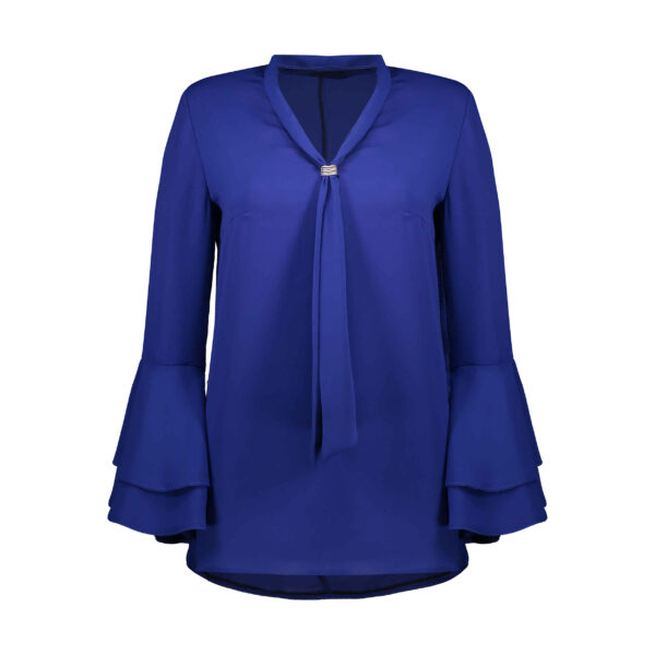 Long Sleeve Blue Blouse for Women Daily Wear