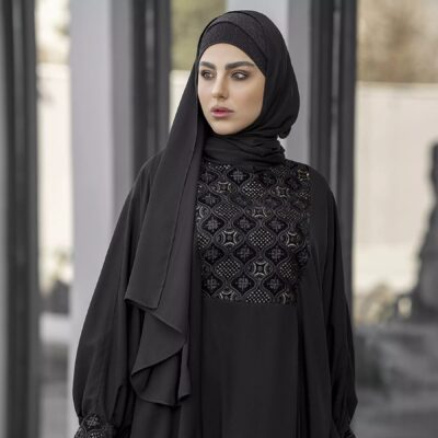 Loose Fit Butterfly Abaya for Muslim Women – Black Crepe Fabric