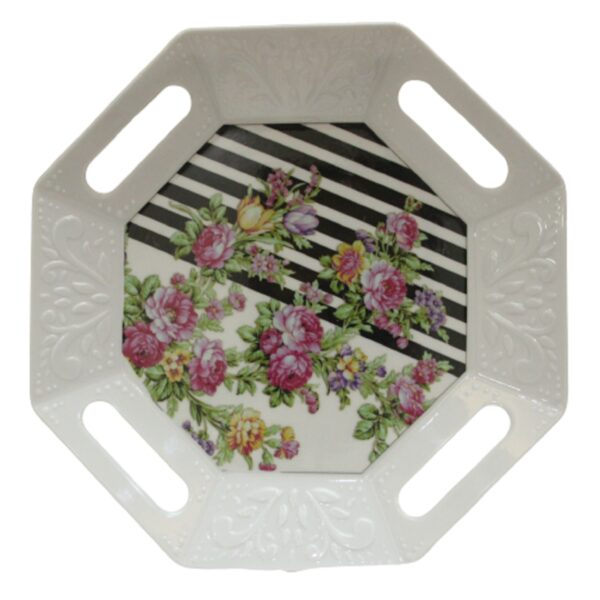 Melamine Serving Tray Serveware in Floral Design Lightweight White