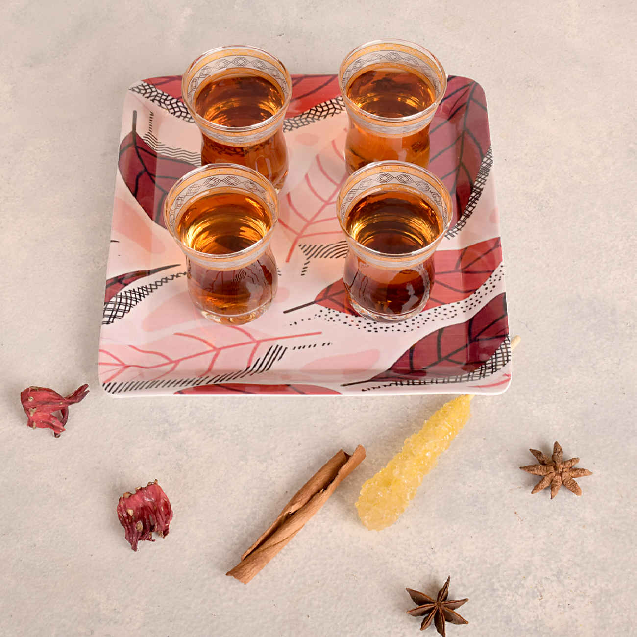 Melamine Serving Tray with Leaves Design Non Porous & Lightweight (x10)