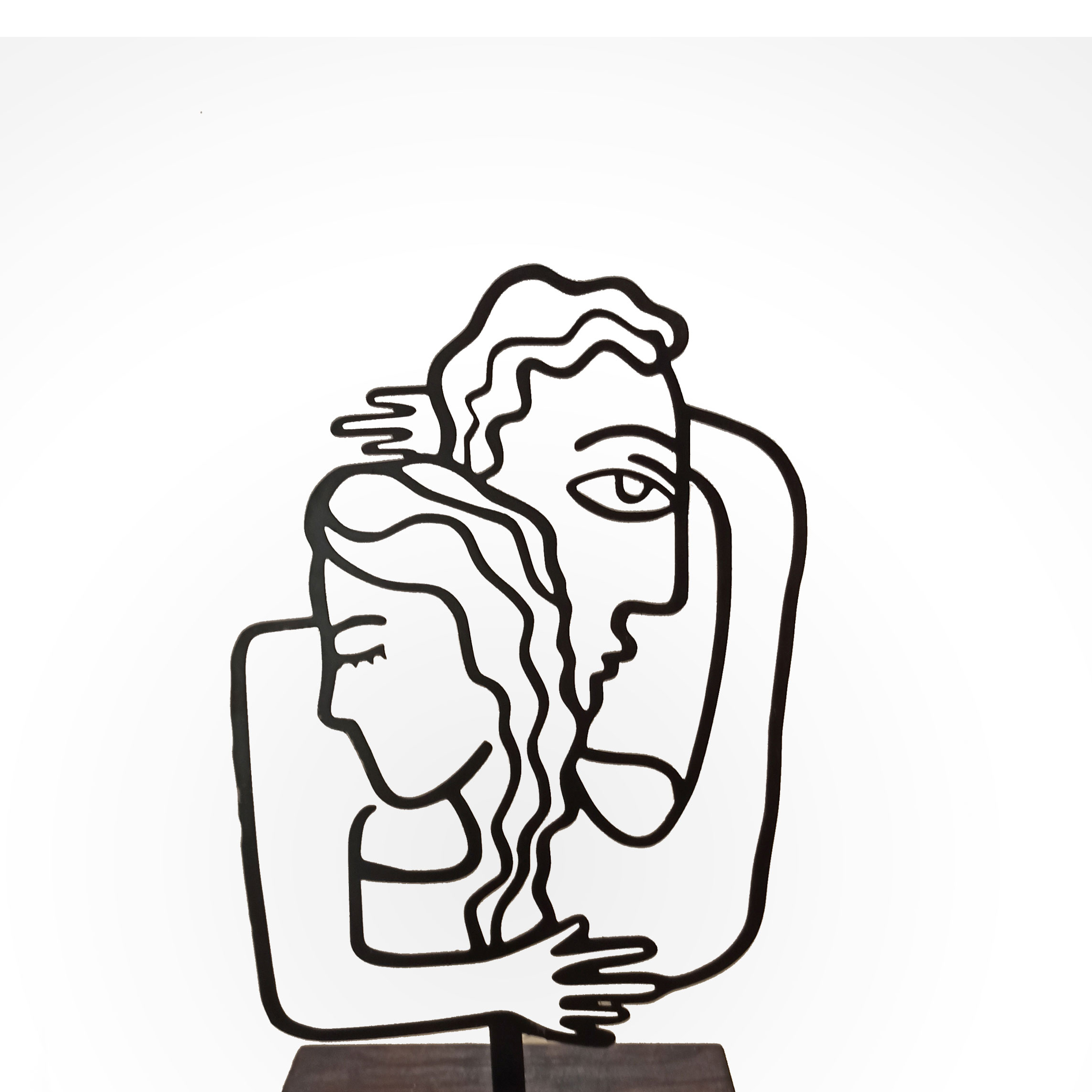 Metal Minimalist Figurine Sculpture Artwork Couple Hug