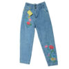 Mom Fit Jeans Embroidered with Floral Design for Women