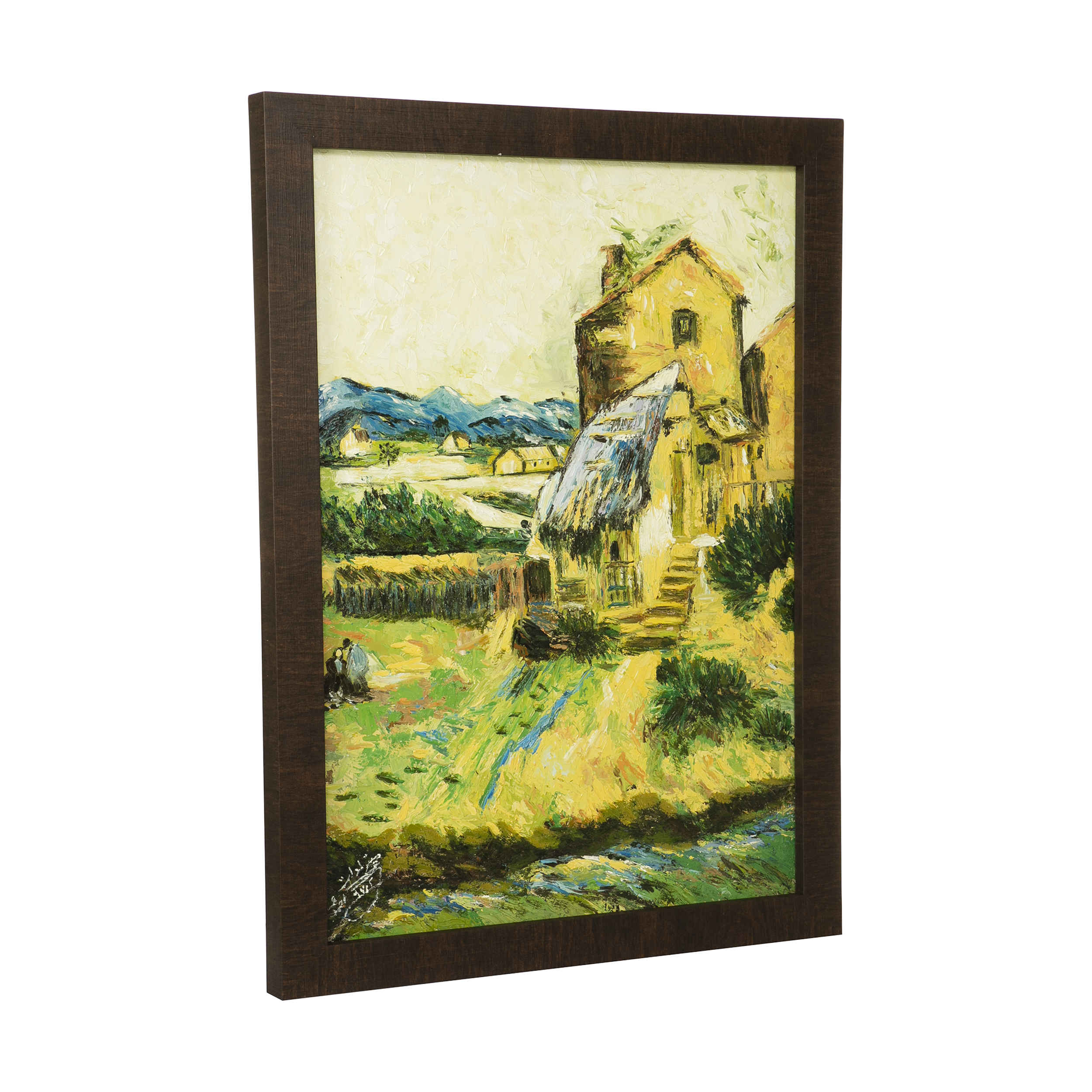 Original Painterly Painting – Oil on Canvas, Landscape Model Village