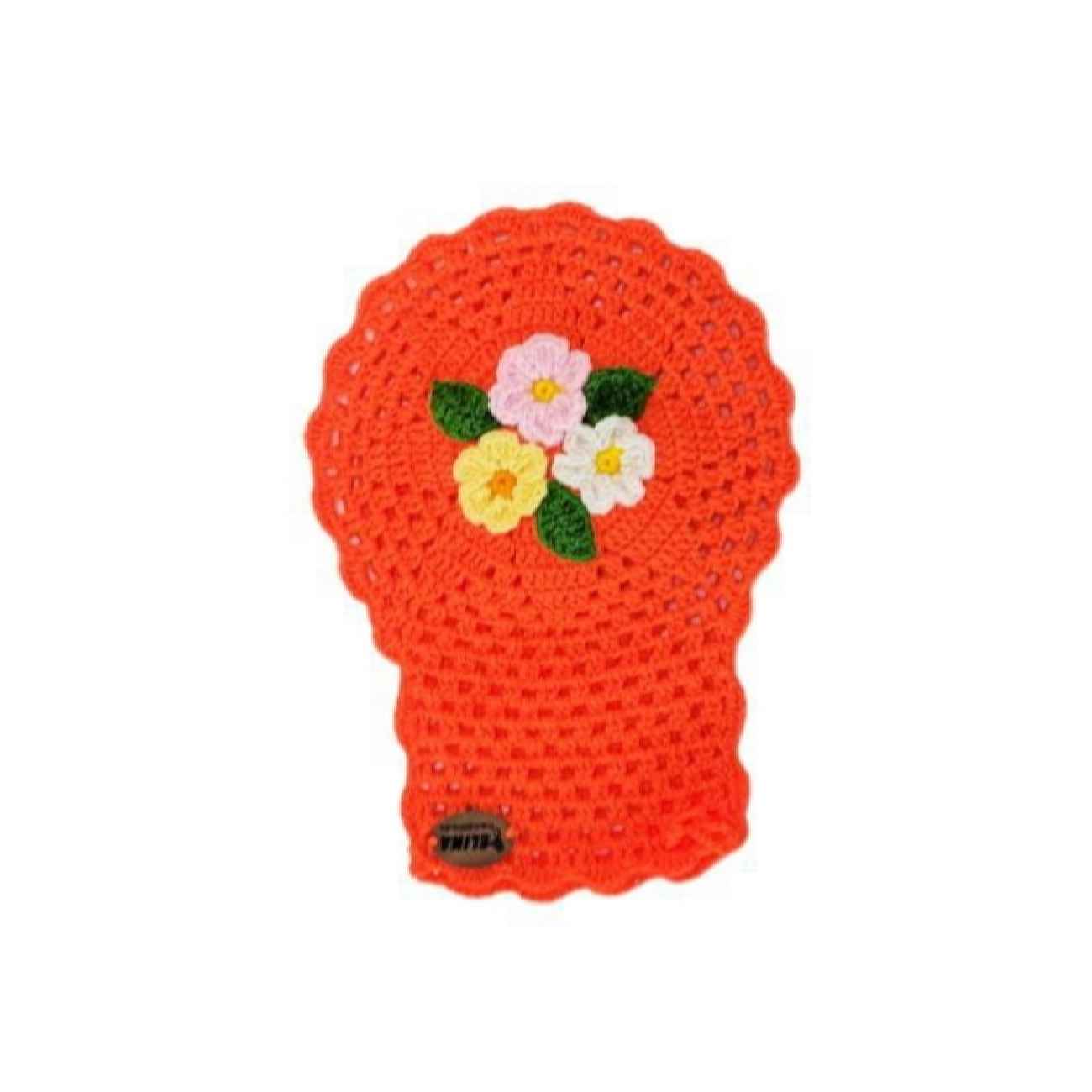 Handwoven Bath Mitt Loofah with Flower Design (x5)